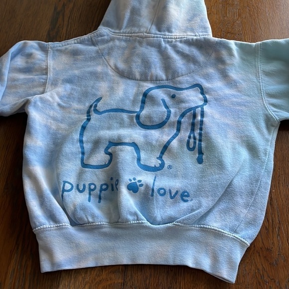 Youth Puppy Love Light Blue Tie-Dye Hooded Sweatshirt Small size 6-8 - Picture 9 of 9